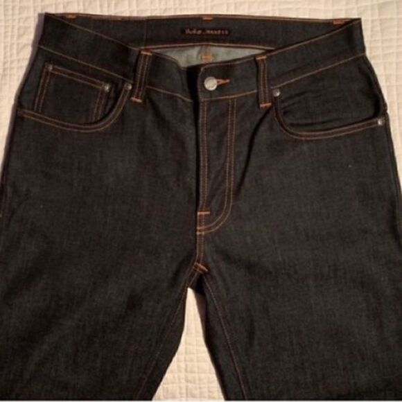 Nudie Jeans Co Men’s Size 30x34 Thin Finn Jeans Dark Wash Indigo Slim Fit Denim - Picture 3 of 12